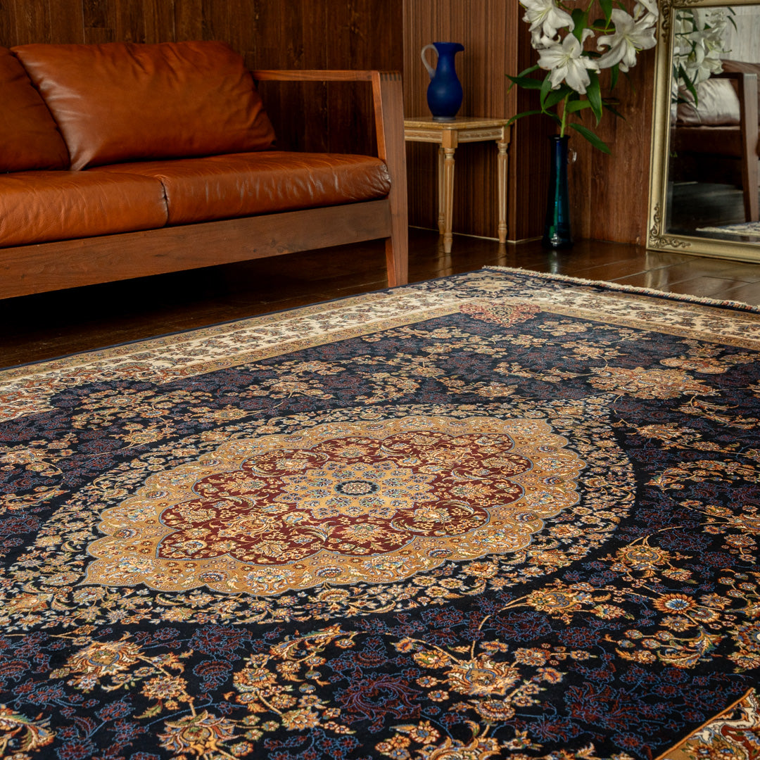 バンブーシルク絨毯　サーモンレッド色　200×300cm バンブーシルク リビング・ラグサイズ (200×300cm) – Persiadirect