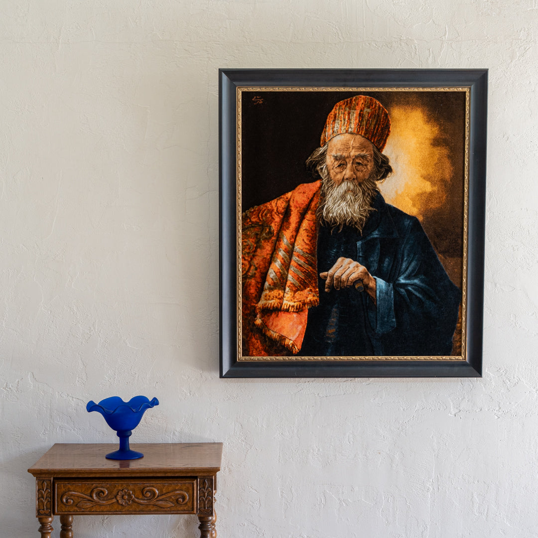 ペルシャ手織り絨毯 ウール＆シルク ピクチャー タブリーズ 額縁