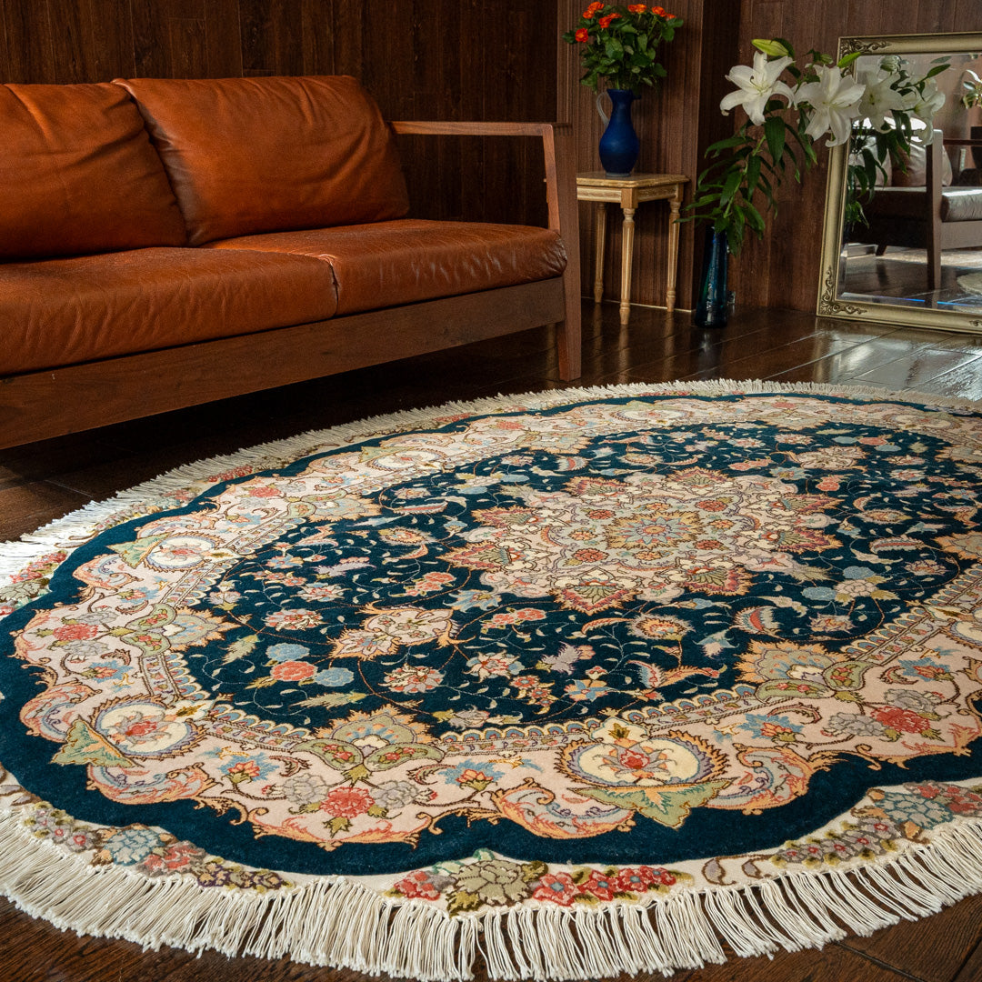 タブリーズ産 ペルシャ絨毯 円形 150cm HOOTO フート ペルシャ絨毯（手織り） 丸形 – Persiadirect
