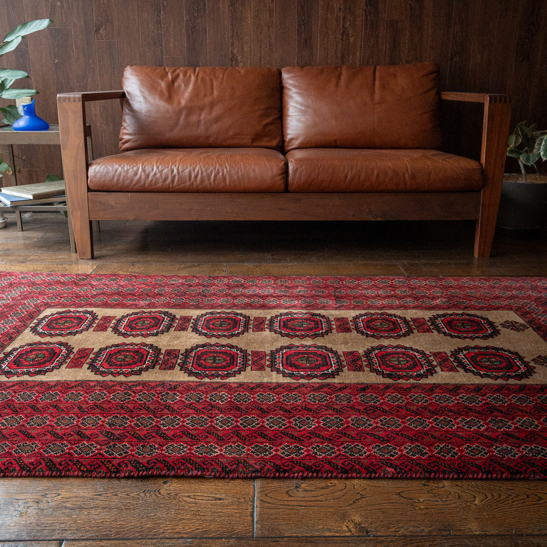 ペルシャ手織り絨毯 ウール ラグ バルーチ 108×191cm OUTLET