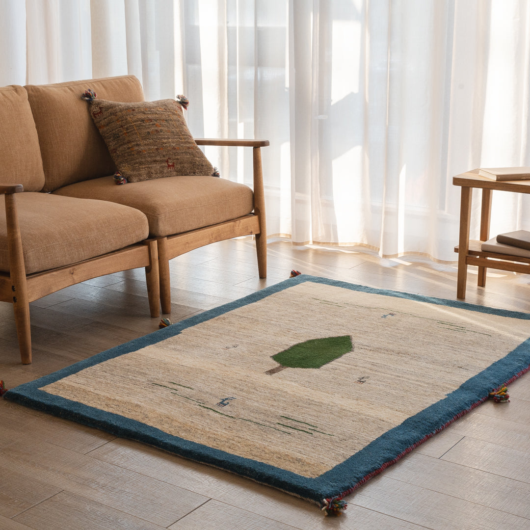 手織りペルシャ絨毯新品ギャッベ147×101 ラグカーペットギャべ