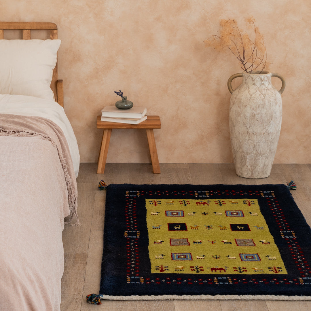 87x63cmペルシャ絨毯カシュガイ族ギャッベ手織り絨毯ウールふわふわラグ 87x63cmペルシャ絨毯カシュガイ族ギャッベ手織り絨毯ウール