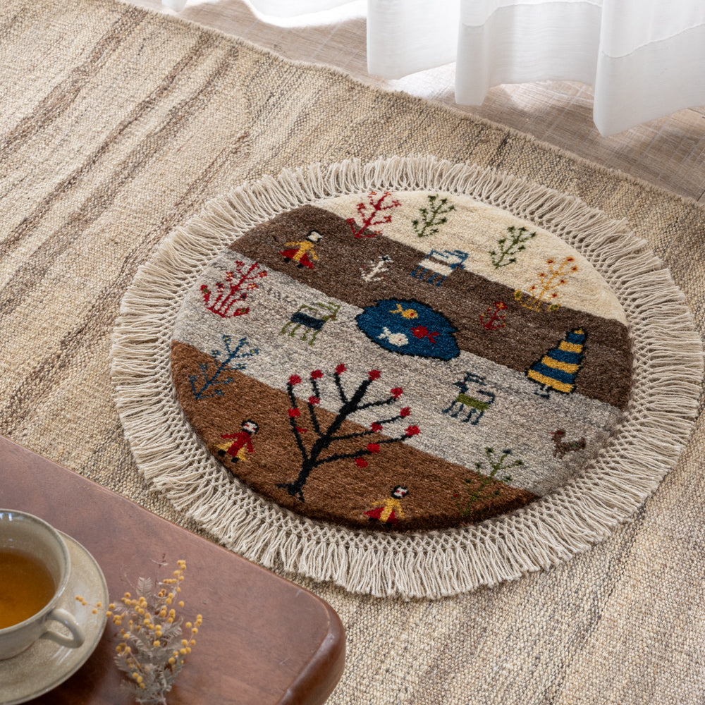 ZEEN ジーン ペルシャ手織りギャッベ 丸形（座布団など） – Persiadirect