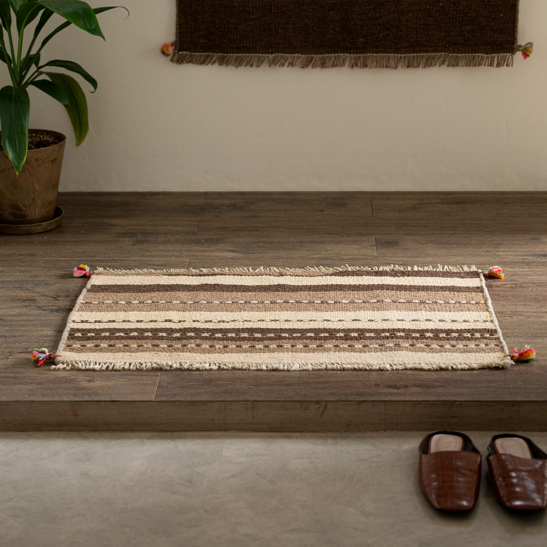 ペルシャ手織りキリム ウール 玄関マット バクティアリ 50×80cm