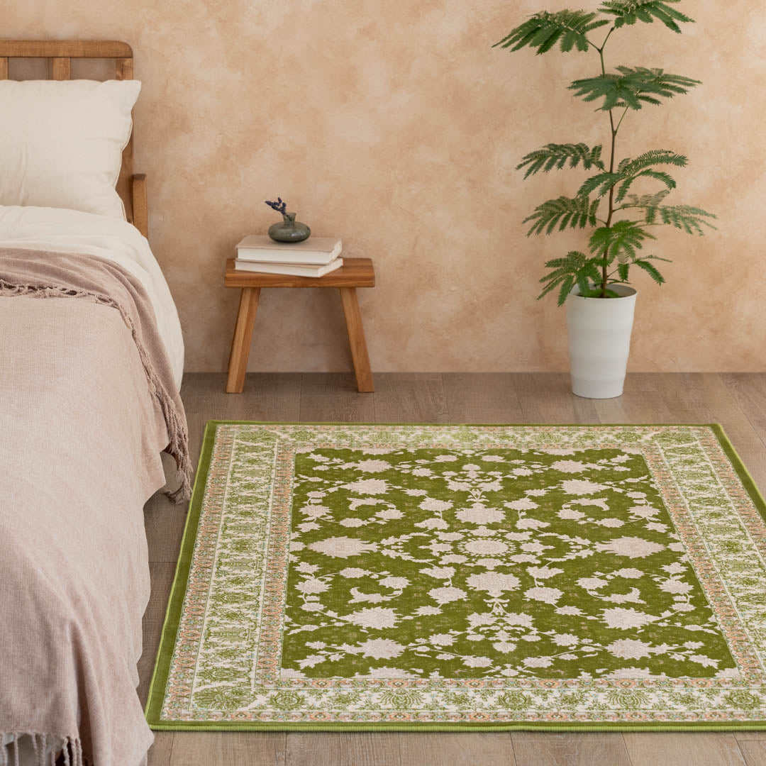 ペルシャカーペット ラグ マール柄 グリーン 100×150cm – Persiadirect