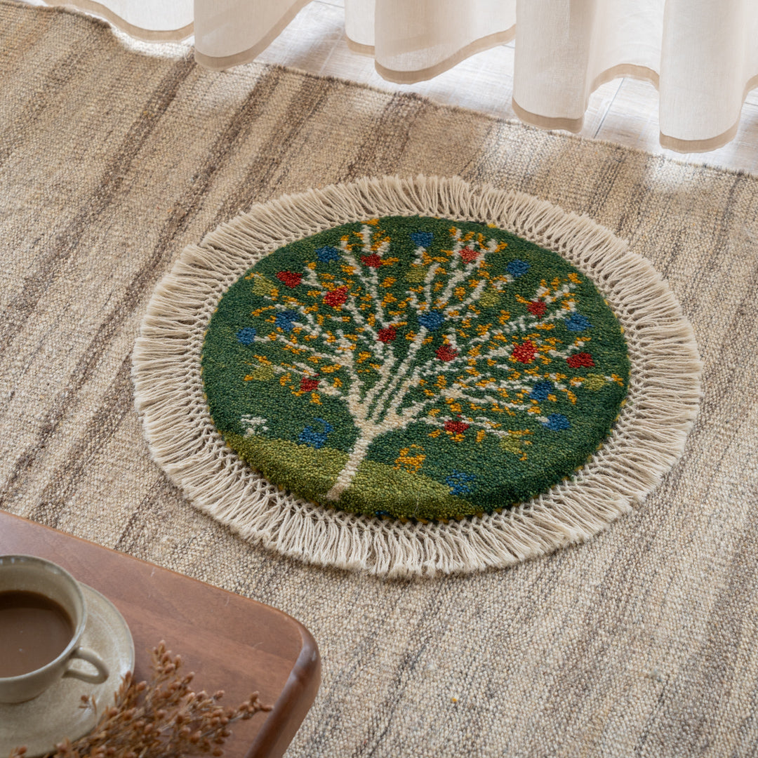 ペルシャ絨毯　ギャッベ　座布団　手織り　イラン　丸(20) ペルシャ絨毯 ギャッベ 座布団 手織り イラン 丸(74) - メルカリ