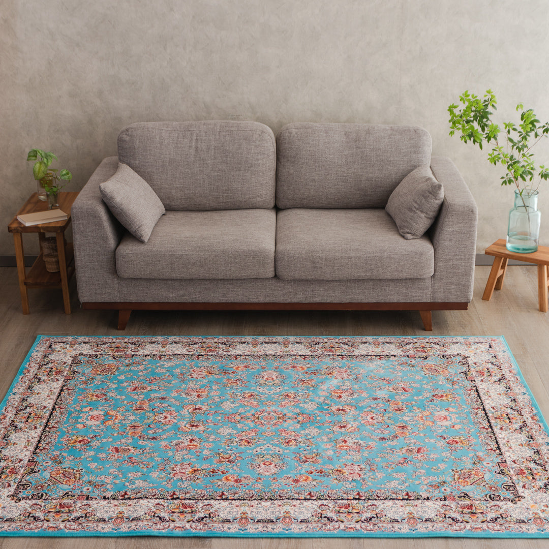 ペルシャカーペットラグ青150×200cm