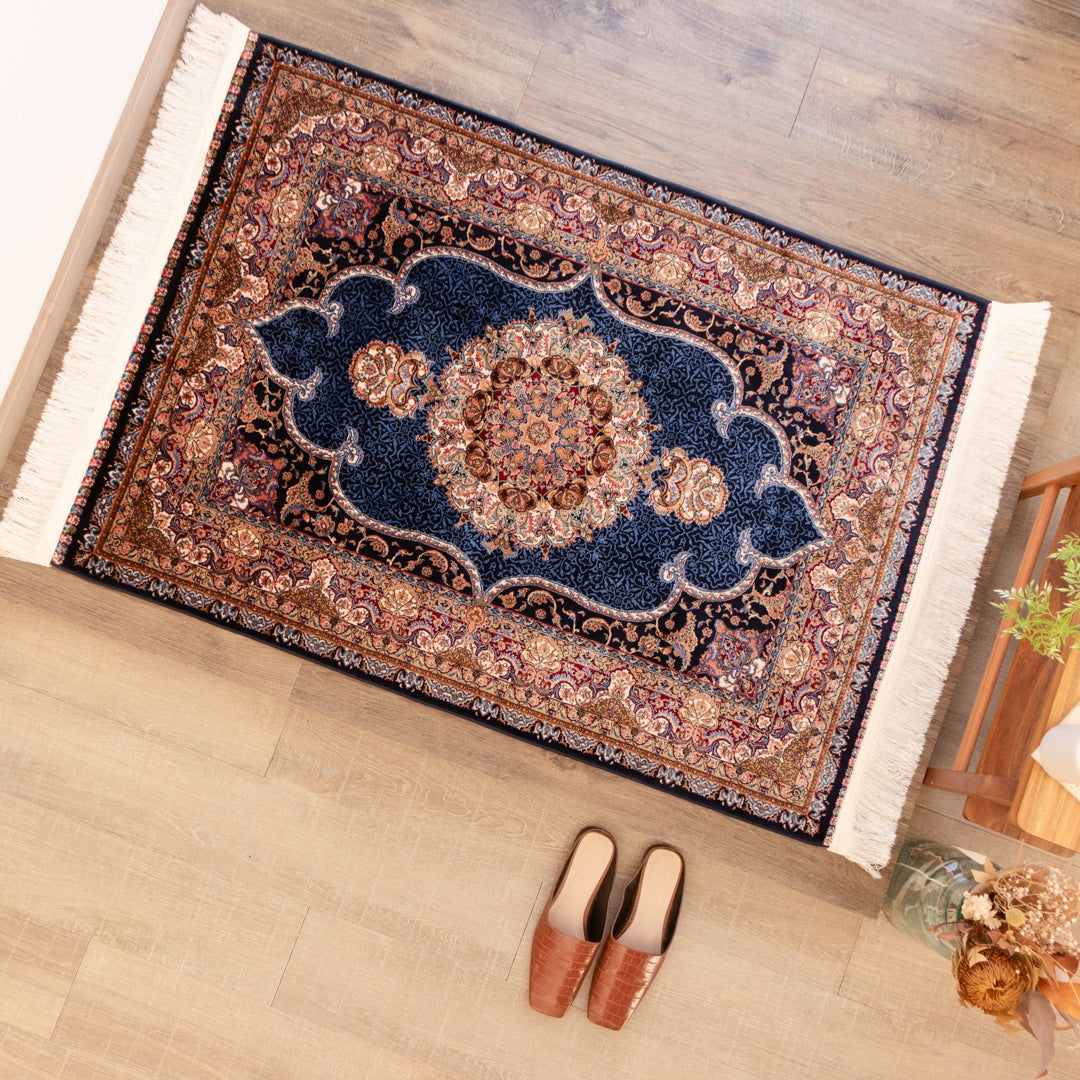 CH-4 ペルシャ絨毯（機械織り） バンブーシルク 約80×120cm 玄関マット