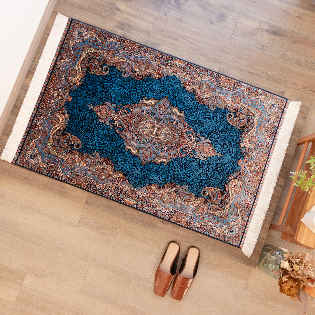 ペルシャシルクラグ/サイズ:100x150cm…ch1。 ペルシャシルクラグ