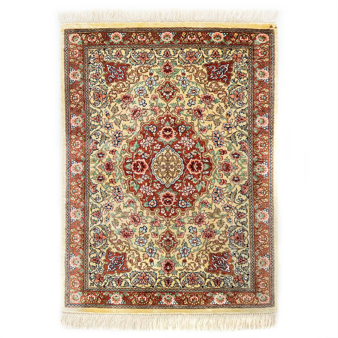 ペルシャ手織り絨毯 シルク 玄関マット クム 54×76cm – Persiadirect