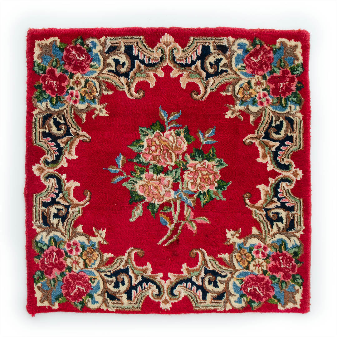 ペルシャ絨毯　ケルマン　手織り・ウール ペルシャ手織り絨毯 ウール 玄関マット ケルマン 50×50cm OUTLET