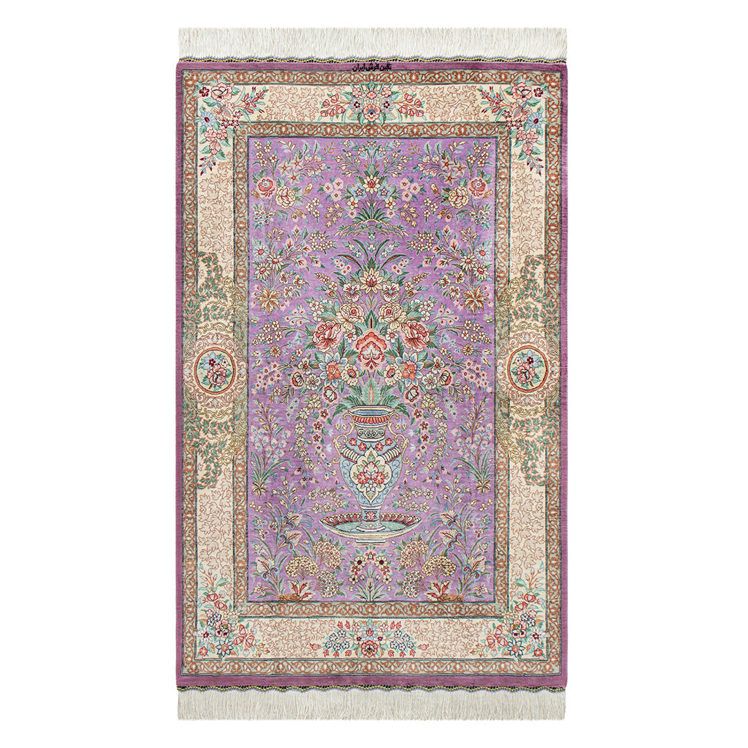 ペルシャ手織り絨毯 シルク ラグ クム 73×117cm – Persiadirect