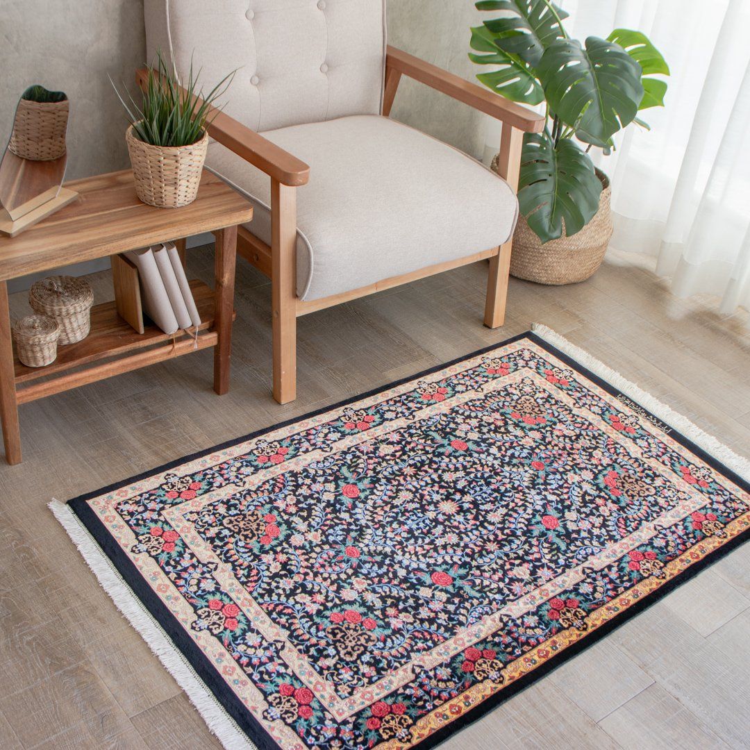 ペルシャ手織り絨毯 シルク ラグ クム 77×120cm – Persiadirect