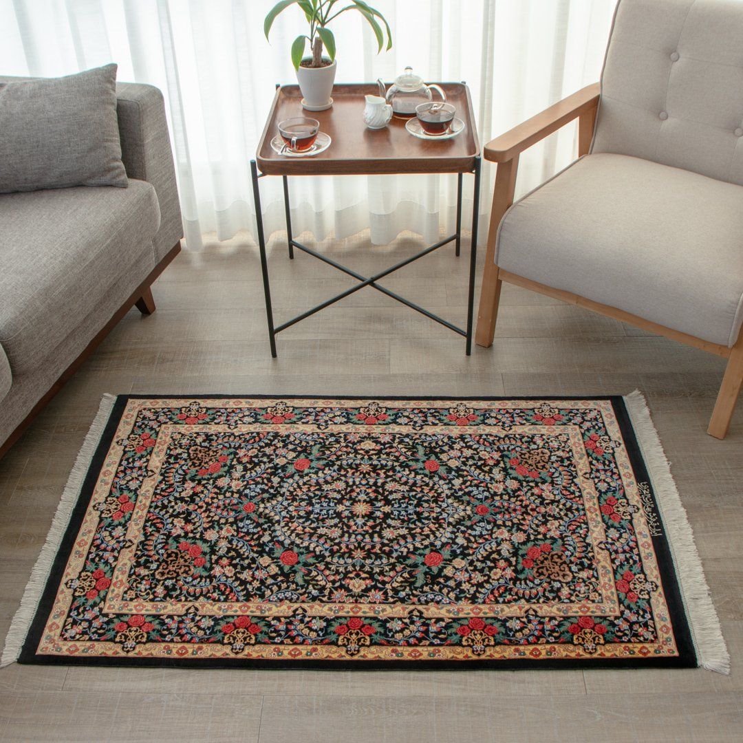 ペルシャ手織り絨毯 シルク ラグ クム 77×120cm – Persiadirect