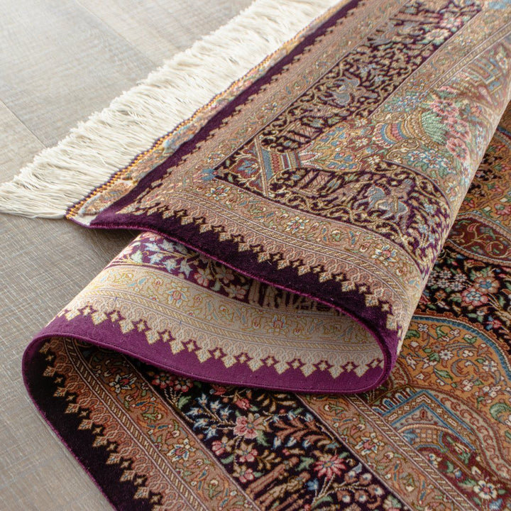 ペルシャ手織り絨毯 シルク ラグ クム 80×127cm – Persiadirect