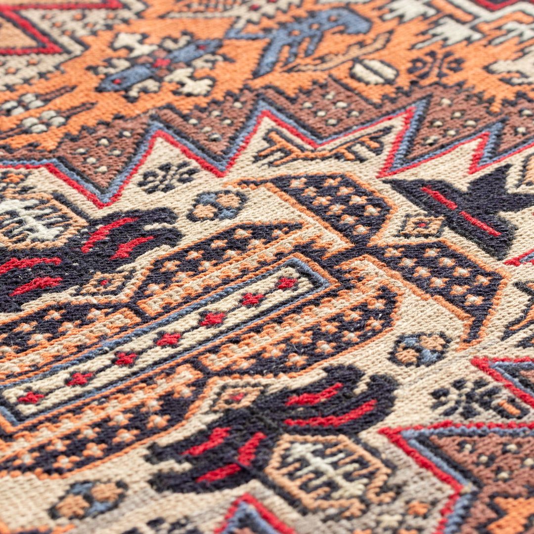 ペルシャ手織りキリム ウール ラグ アゼルバイジャン 122×215cm