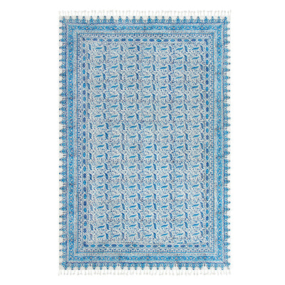 ペルシャ更紗　約130×200cm　総柄　ブルー