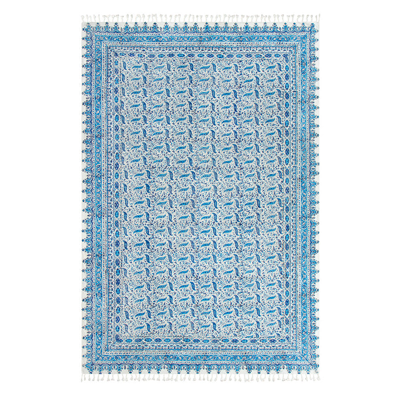 ペルシャ更紗　約130×200cm　総柄　ブルー