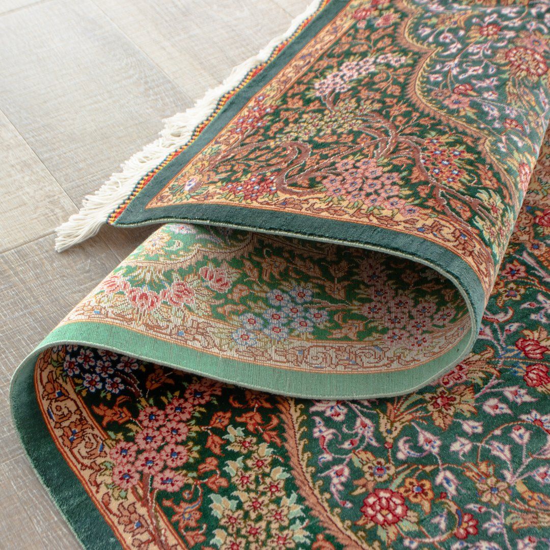 ペルシャ手織り絨毯 シルク ラグ クム 78×120cm – Persiadirect
