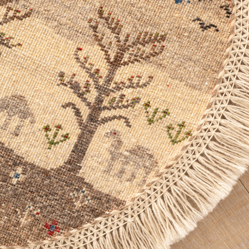 ギャッベ　ペルシャ手織り絨毯　丸型