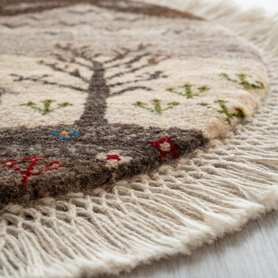 ギャッベ　ペルシャ手織り絨毯　丸型