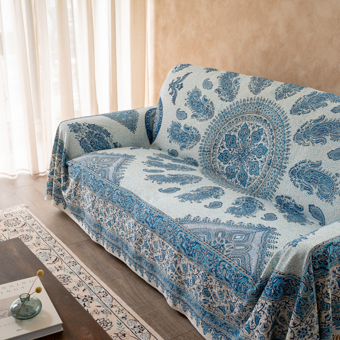 ペルシャ更紗 220×280cm 中心柄 ブルー マルチカバー – Persiadirect