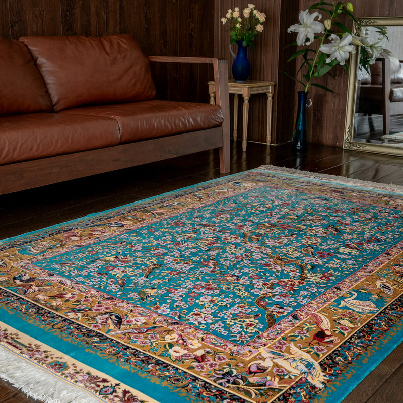 DO-16　ペルシャ絨毯（機械&手織り） バンブーシルク 約150×200cm ラグサイズ