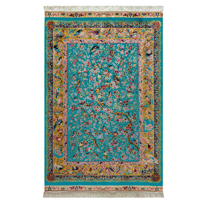 DO-16　ペルシャ絨毯（機械&手織り） バンブーシルク 約150×200cm ラグサイズ