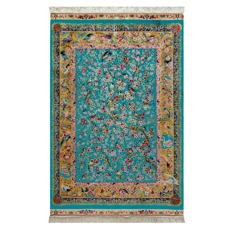 DO-16　ペルシャ絨毯（機械&手織り） バンブーシルク 約150×200cm ラグサイズ