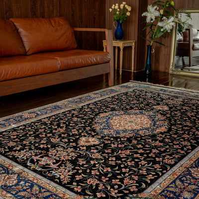 DO-30　ペルシャ絨毯（機械&手織り） バンブーシルク 約150×200cm ラグサイズ