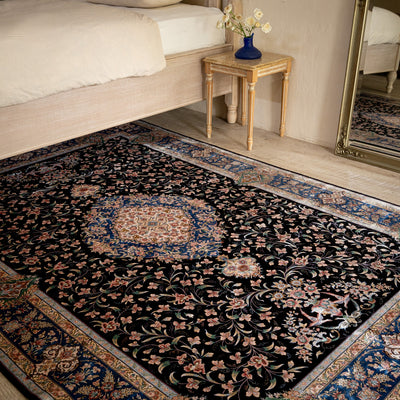 DO-30　ペルシャ絨毯（機械&手織り） バンブーシルク 約150×200cm ラグサイズ