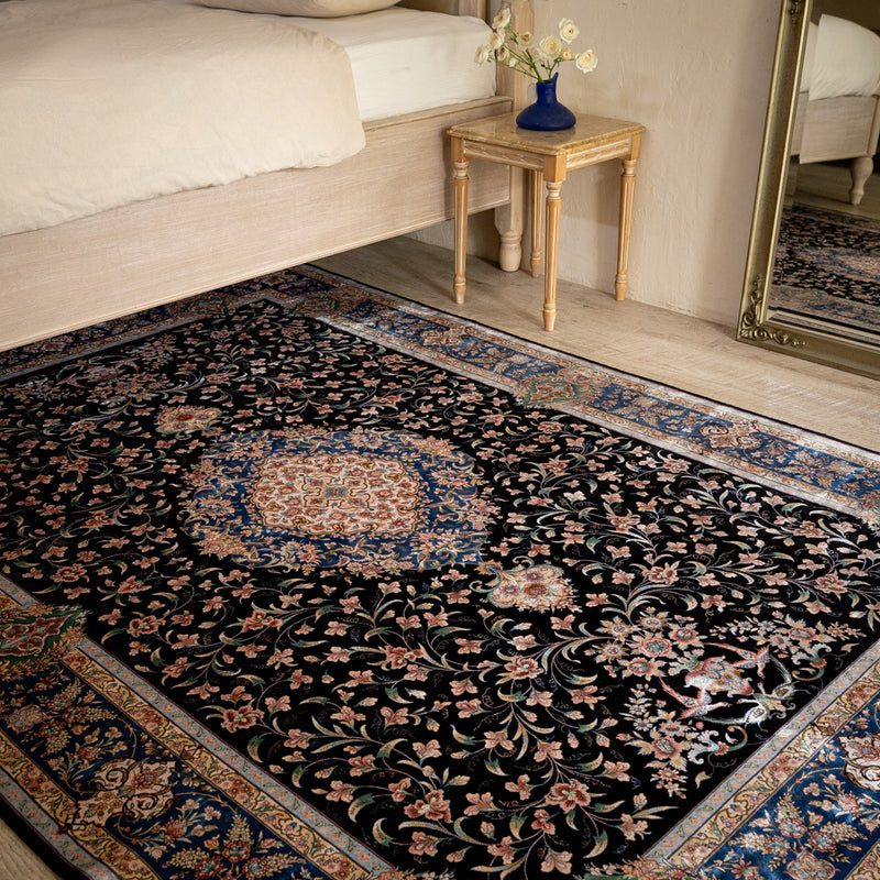 DO-30　ペルシャ絨毯（機械&手織り） バンブーシルク 約150×200cm ラグサイズ