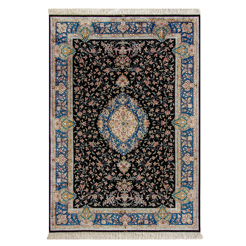 DO-30　ペルシャ絨毯（機械&手織り） バンブーシルク 約150×200cm ラグサイズ