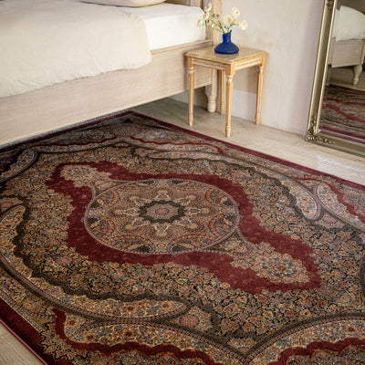 No3009　ペルシャ絨毯（機械織り） バンブーシルク 約150×200cm ラグサイズ