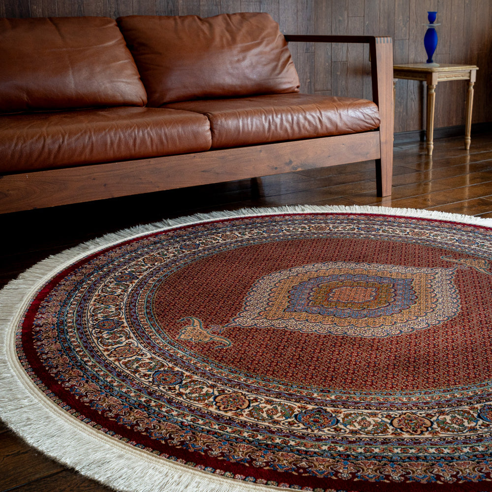 ペルシャ絨毯（機械織） バンブーシルク 丸形ラグサイズ (直径約150cm