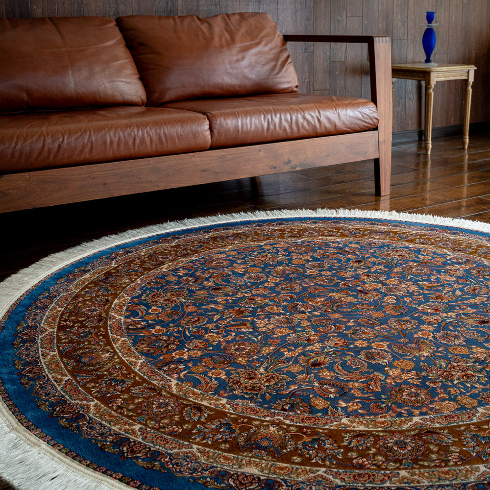 ペルシャ絨毯（機械織） バンブーシルク 丸形ラグサイズ (直径約150cm