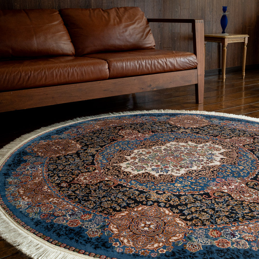 ペルシャ絨毯（機械織） バンブーシルク 丸形ラグサイズ (直径約150cm