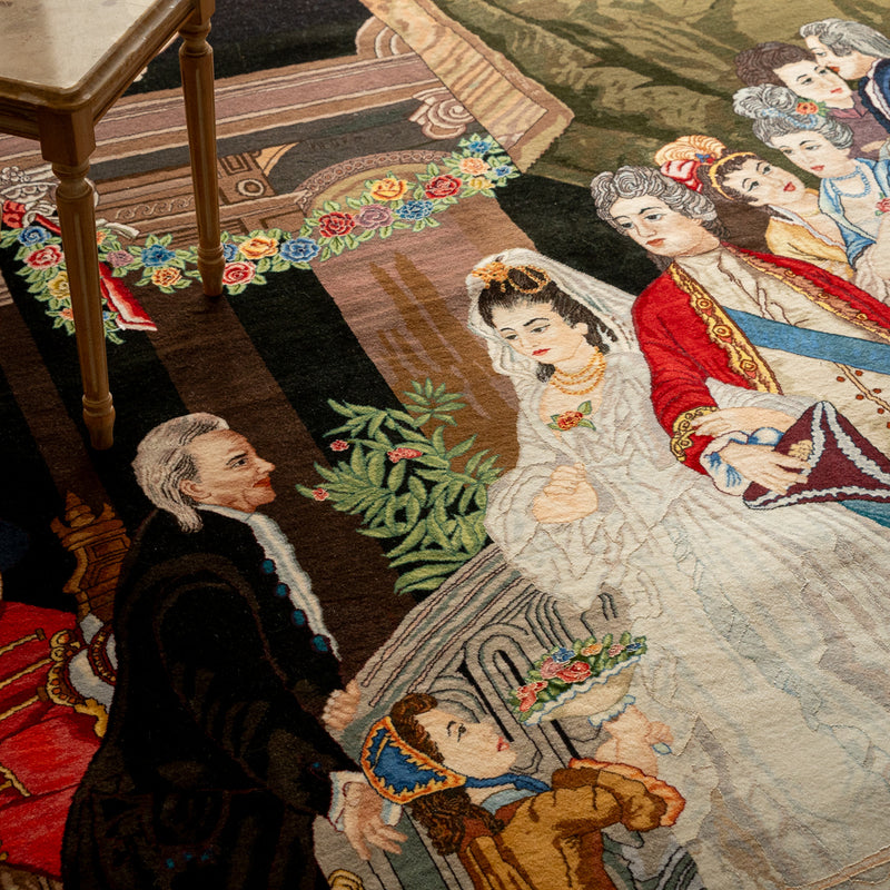 ペルシャ手織り絨毯　ウール＆シルク　ラグ　タブリーズ　197×292cm