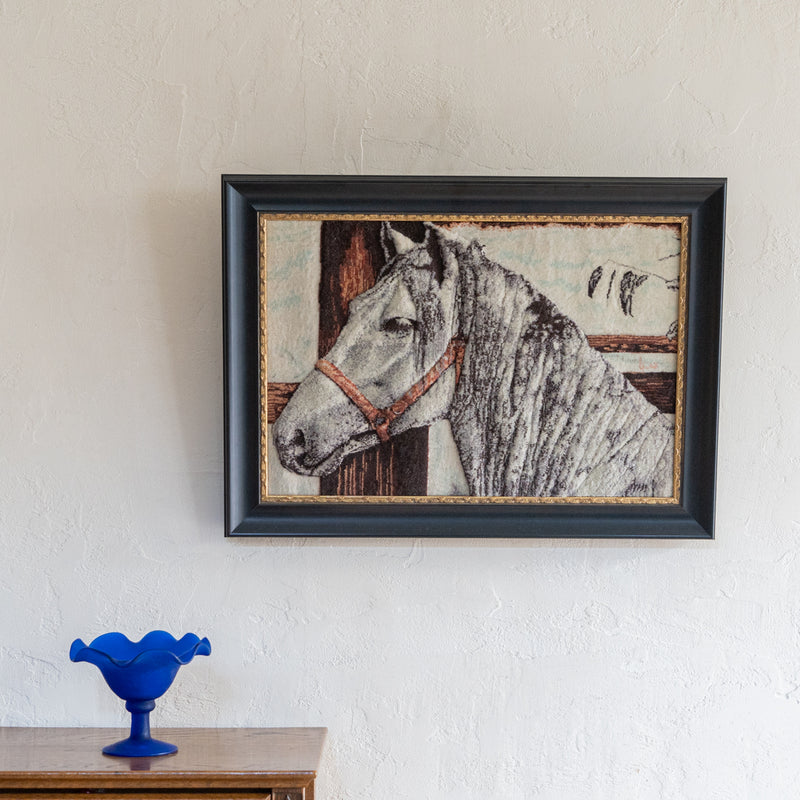 ペルシャ手織り絨毯　ウール＆シルク　ピクチャー　タブリーズ　額縁42×58cm