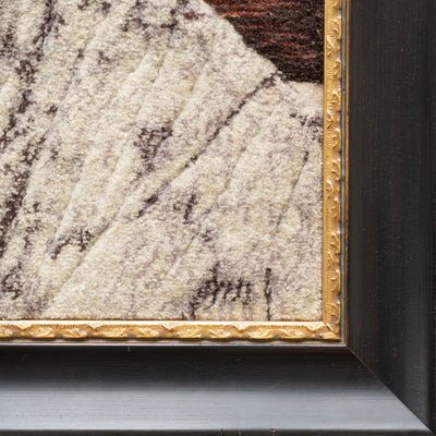 ペルシャ手織り絨毯　ウール＆シルク　ピクチャー　タブリーズ　額縁42×58cm
