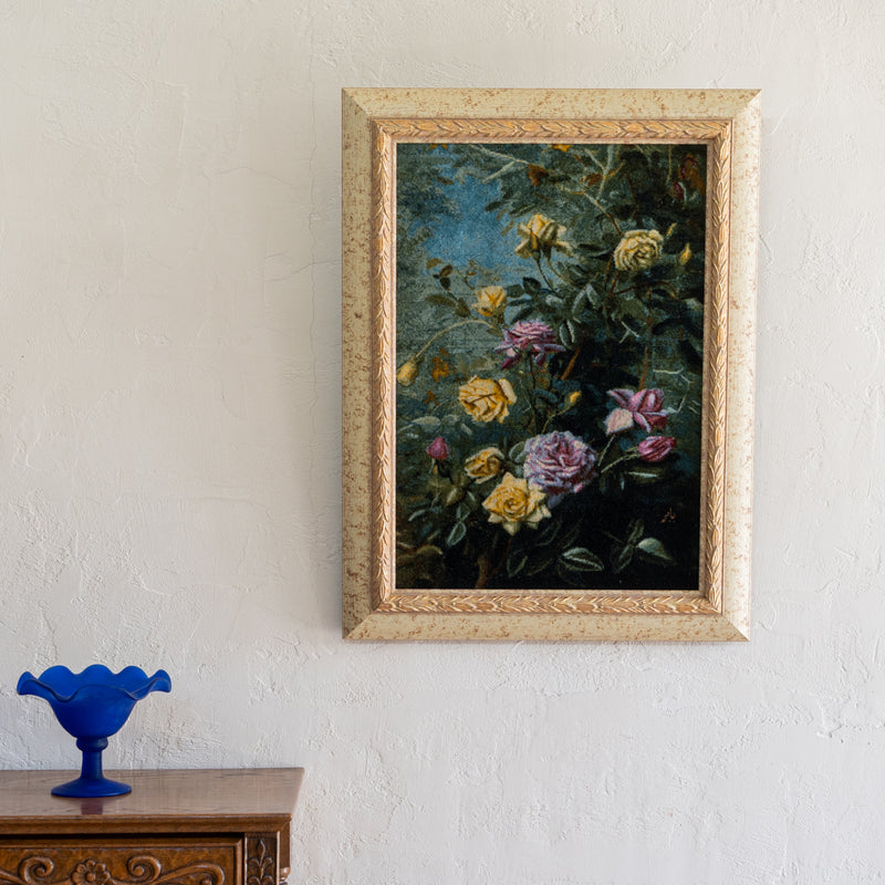 ペルシャ手織り絨毯　ウール＆シルク　ピクチャー　タブリーズ　額縁47×62cm