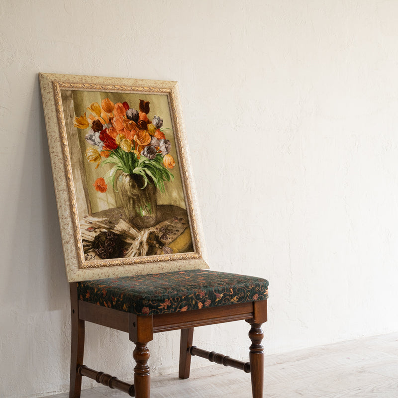 ペルシャ手織り絨毯　ウール＆シルク　ピクチャー　タブリーズ　額縁54×69cm