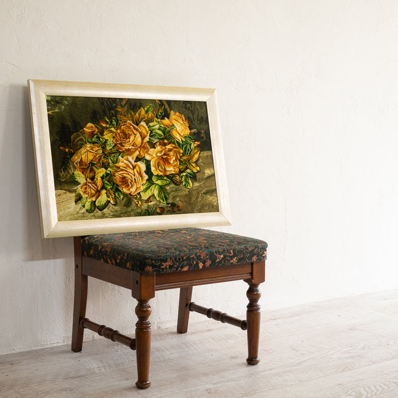 ペルシャ手織り絨毯　ウール＆シルク　ピクチャー　タブリーズ　額縁51×73cm