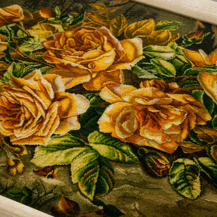 ペルシャ手織り絨毯 ウール＆シルク ピクチャー タブリーズ 額縁51