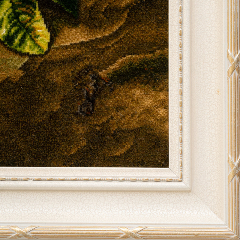 ペルシャ手織り絨毯　ウール＆シルク　ピクチャー　タブリーズ　額縁52×72cm