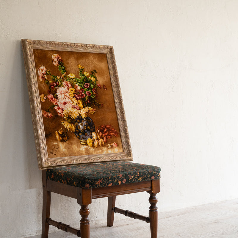 ペルシャ手織り絨毯　ウール＆シルク　ピクチャー　タブリーズ　額縁58×71cm