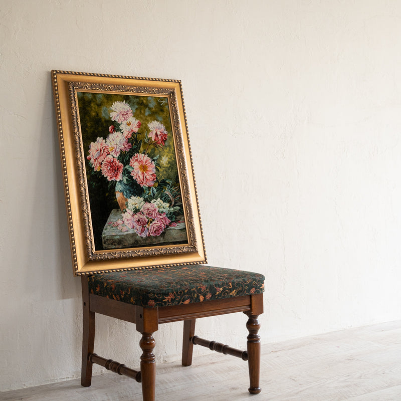 ペルシャ手織り絨毯　ウール＆シルク　ピクチャー　タブリーズ　額縁54×73cm
