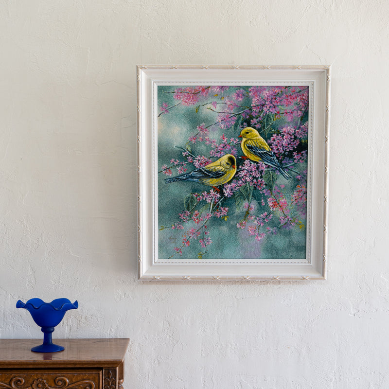ペルシャ手織り絨毯　ウール＆シルク　ピクチャー　タブリーズ　額縁51×58cm