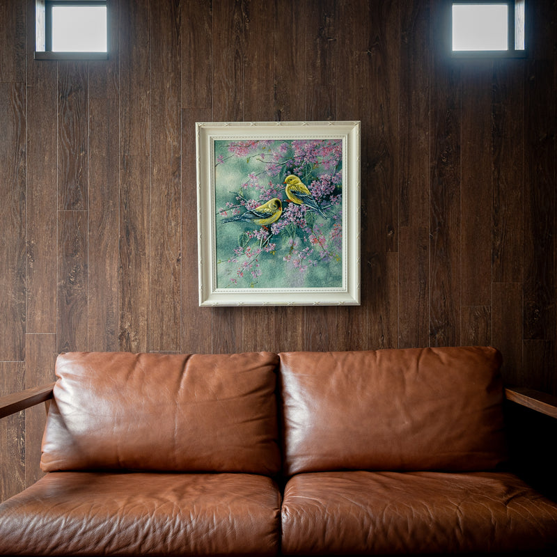 ペルシャ手織り絨毯　ウール＆シルク　ピクチャー　タブリーズ　額縁51×58cm