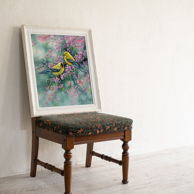 ペルシャ手織り絨毯　ウール＆シルク　ピクチャー　タブリーズ　額縁51×58cm